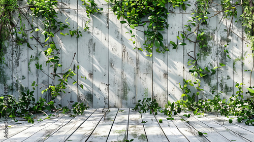 Natural Wood and Green Leaf Texture, Vintage and Rustic Garden Design, Beautiful and Fresh Background