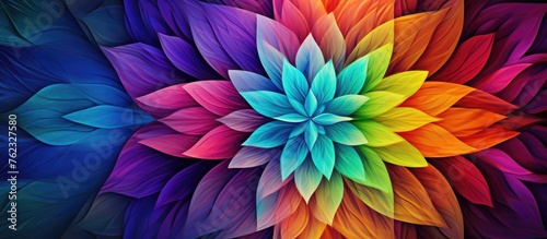 Wallpaper Mural A closeup of a vibrant flower with colorful petals against a backdrop of blue and purple hues. The symmetry and vivid colors create a stunning piece of art Torontodigital.ca