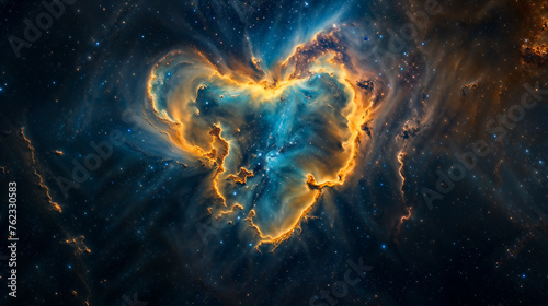 dans l'espace, une nébuleuse qui ressemble à un cœur photo