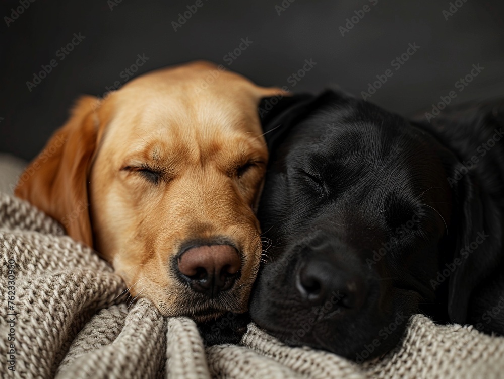 Lovely Labrador retrievers enjoying a gentle touch closeup peaceful domestic scene Lovely Labrador retrievers enjoying a gentle touch closeup peaceful domestic scene