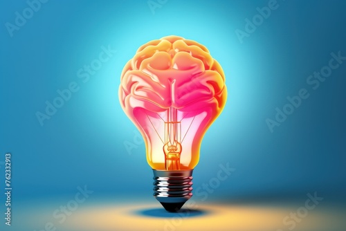 Light bulb with brain idea concept