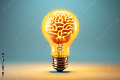 Light bulb with brain idea concept