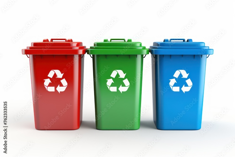 Recycling bins in various colors created Recycling bins in various colors created