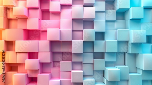 Geometric pastel colors 3d gloss texture wall with squares