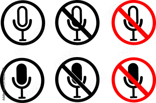 Microphone icon. Microphone mute icon. Replaceable vector design.