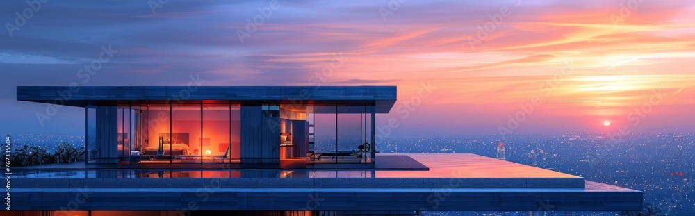 Smart home technology, illuminated modern design building, copy space, template. Smart home technology, illuminated modern design building, copy space, template.