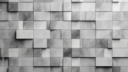 A black and white photo of a wall made of squares. Great for backgrounds or architectural themes © Fotograf