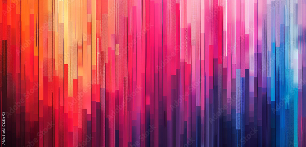 Dynamic ribbons of color through pixelated textures.