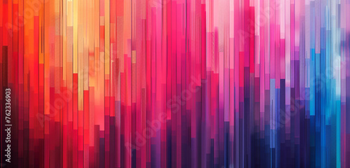 Dynamic ribbons of color through pixelated textures.