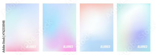 Set of light colored blurred abstract backgrounds. Soft color gradients for creative graphic design. Vector illustration.