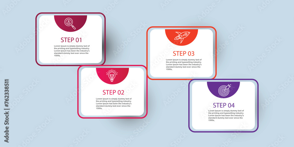 Business process infographic template with 4 step