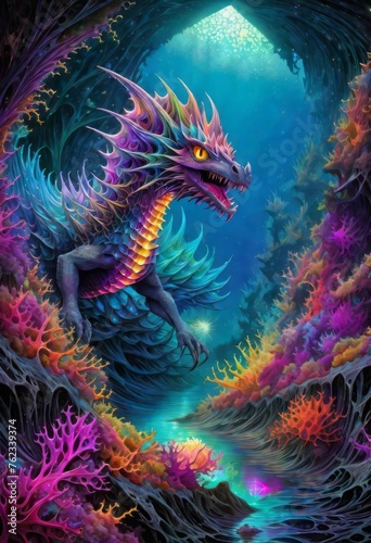 chinese dragon under water