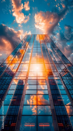 Towering Corporate Powerhouse  A Sunset Spectacle of Architectural Brilliance