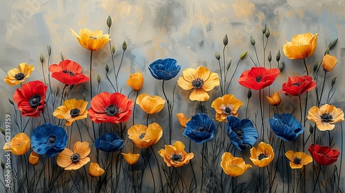 Collection of watercolor plants and flowers with poppies, cornflowers and cereals, made in delicate colors clipart Concept: art and nature, in botanical books and textbooks, flora and plant growing.