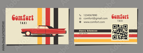 Business Card Taxi in Retro style. Taxi business card 