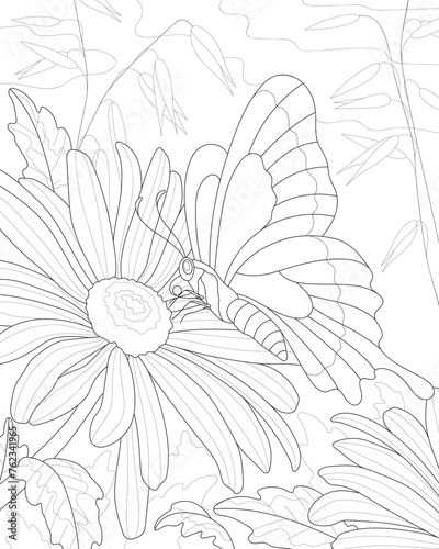 
Coloring book for adults. Nature. Butterfly is sitting on a chamomile. Close-up.




Coloring book for adults. Nature. A butterfly is sitting on a chamomile. Close-up.
