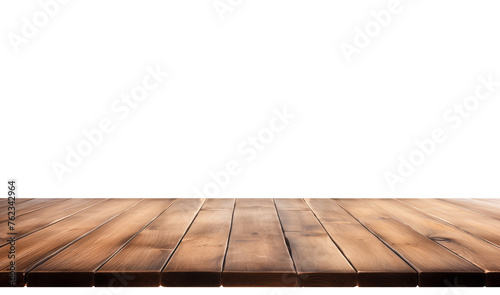 Empty wooden table isolated on transparent background, front view photo