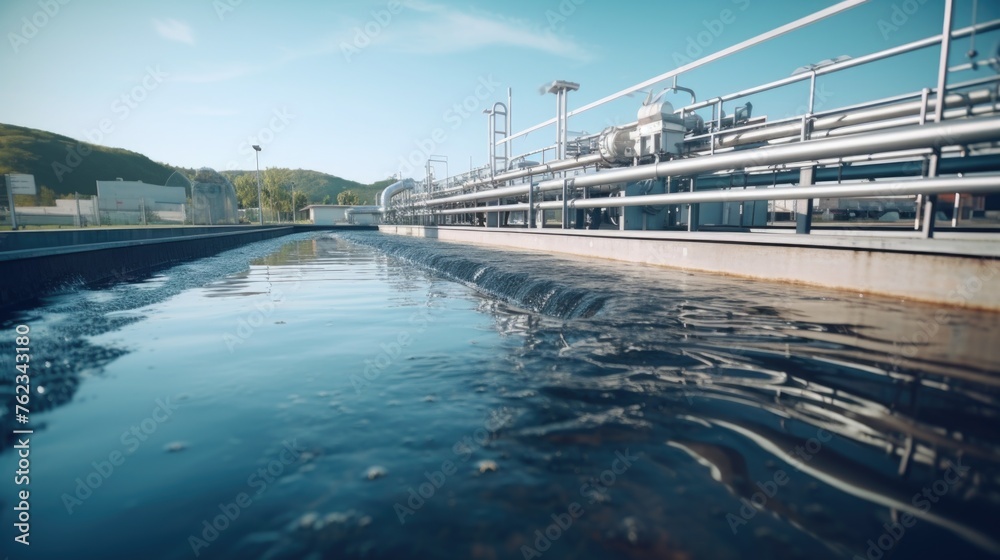 Water coming out of a large pipe, suitable for industrial concepts