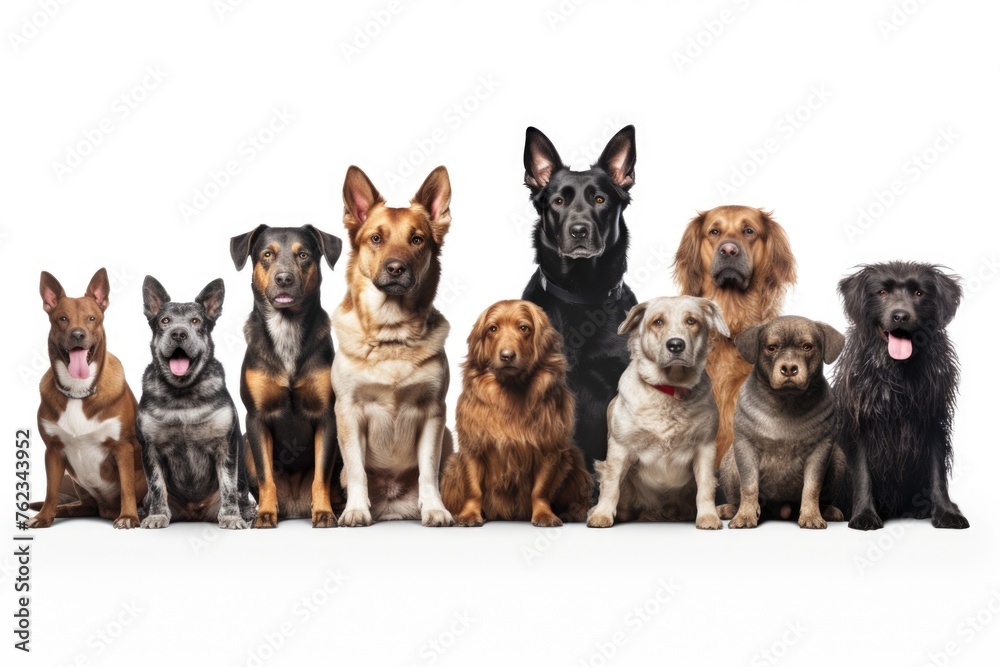 A group of dogs sitting together. Suitable for pet-related designs