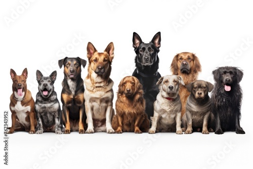 A group of dogs sitting together. Suitable for pet-related designs