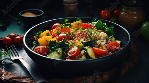 A bowl of assorted fresh vegetables, perfect for healthy eating concept
