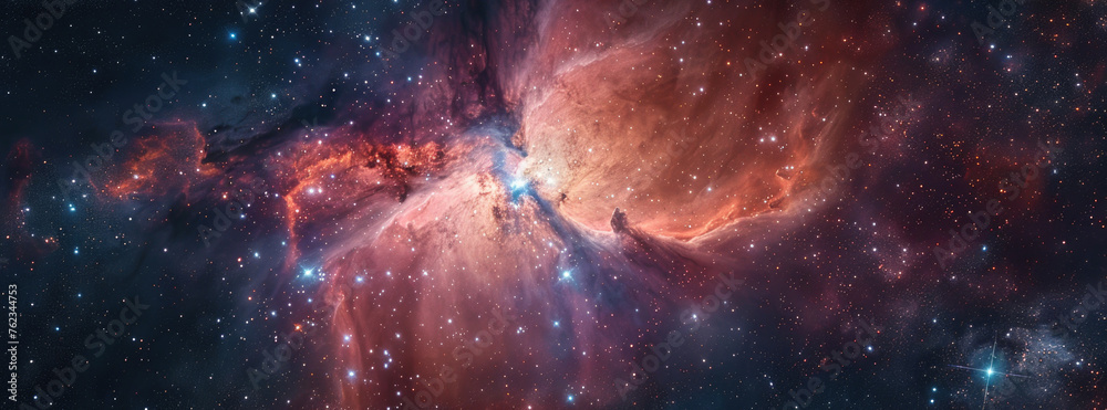 Nebula with iridescent glow starry background - obrazy, fototapety, plakaty 