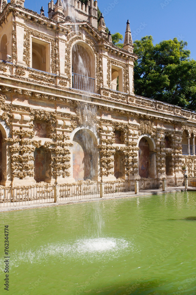 Seville (Spain). Fountain of Neptune in the gardens of the Real Alcázar of Seville