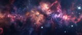 Nebula with iridescent glow starry background