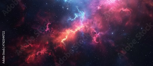 Nebula with iridescent glow starry background