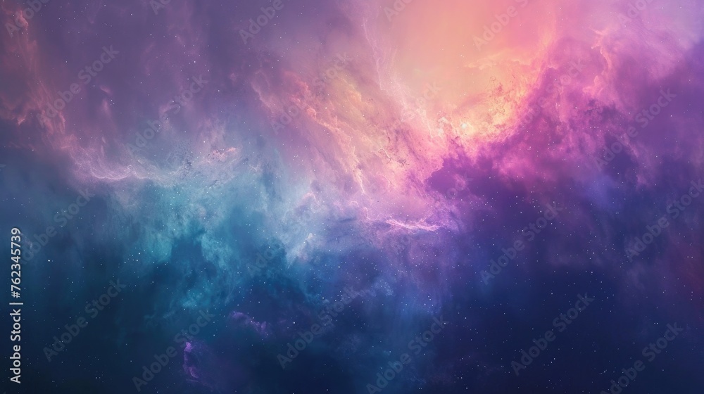 Galaxy with iridescent nebula soft focus - obrazy, fototapety, plakaty 