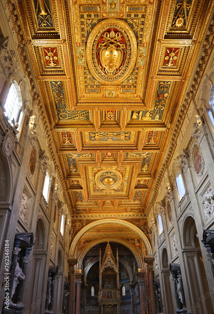 Interior of Basilica of San Giovanni in Laterano in Rome Italy	