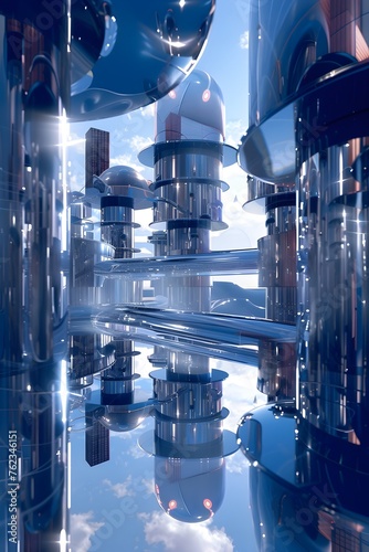 Hydrogen Power Energy Ushers in a Futuristic City of Glass and Silver in the Sky photo