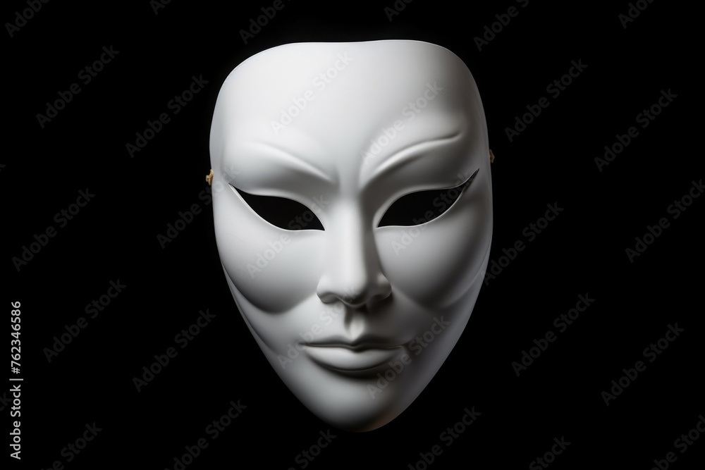 A white mask against a black background. Perfect for Halloween decorations A white mask against a black background. Perfect for Halloween decorations