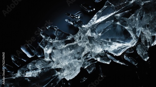 Shattered glass on black background, perfect for design projects