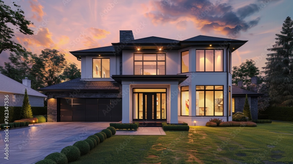 Fotografia do Stock: New construction home exterior with contemporary ...