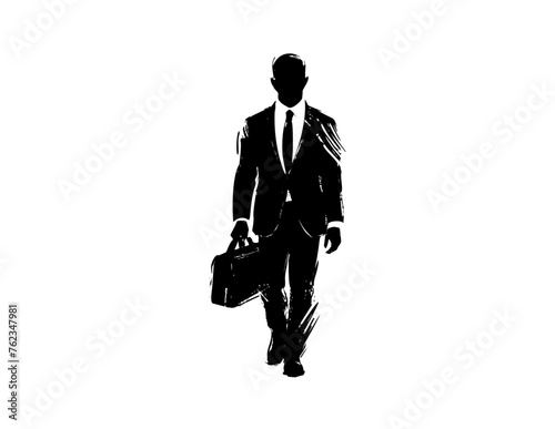 Silhouette of handsome businessman on white background
