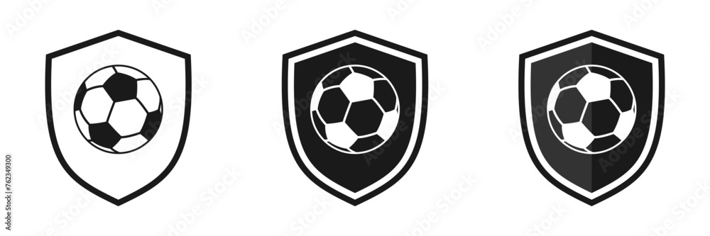 Shield icon set with ball, illustration. Shield icon set with ball, illustration.