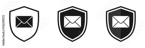 Set of shield icon with email, illustration