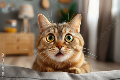 Surprised cat make big eyes. American shorthair surprised cat or kitten funny face big eyes, cute, domestic, kitten, feline, Emotional surprised, kitty, wow.