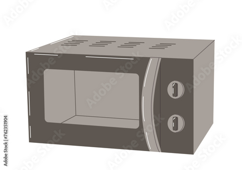 Black microwave isolated on white background. Kitchen electrical appliance