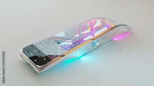 Photorealistic ai artwork of a futuristic mobile phone technology. Generative ai.