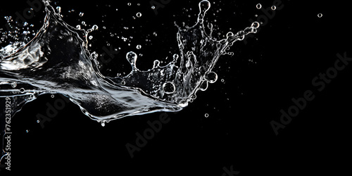 water splash isolated on black, Water splashes on a black backdrop, View of water splash, Water splash on black, fresh feeling, Water splashing black background exploding, Generative AI