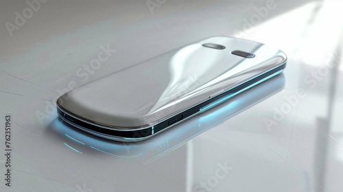 Photorealistic ai artwork of a futuristic mobile phone technology. Generative ai.