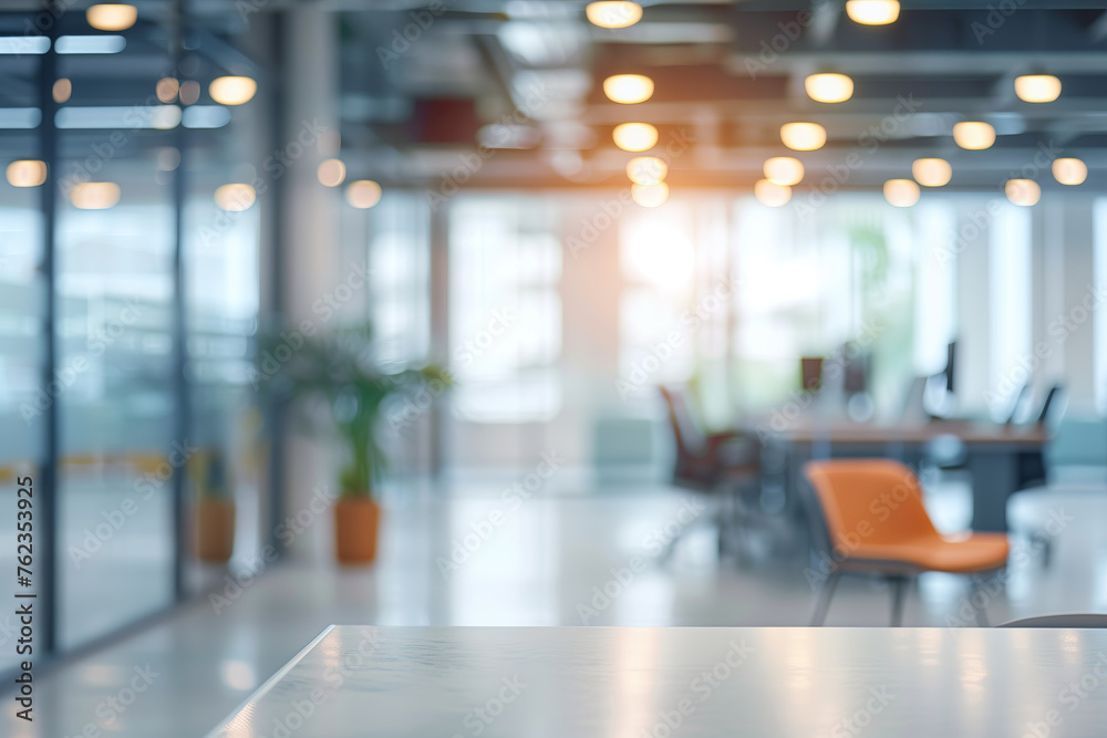 Fototapeta premium Blurred background of a light modern office interior