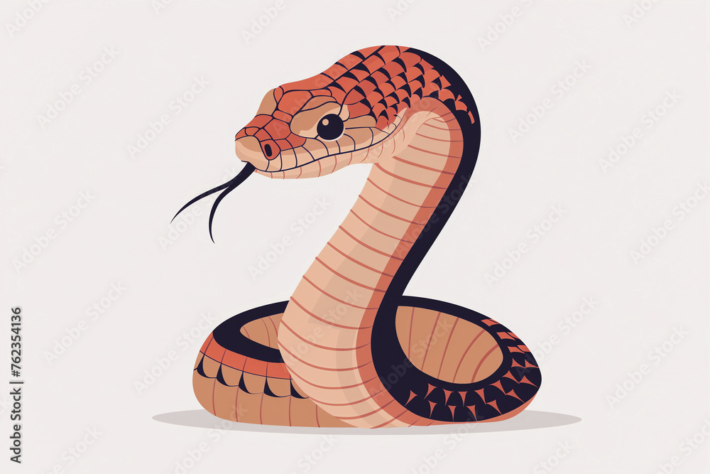 Fototapeta premium Coiled Cartoon Cobra Illustration