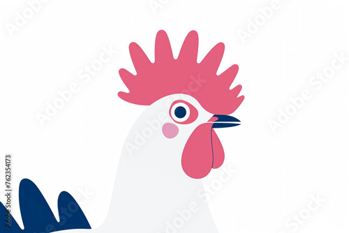 Cartoon Chicken with Crest Illustration