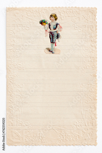 Vintage Greetings Card with Elegant Floral Embellished Lace Border