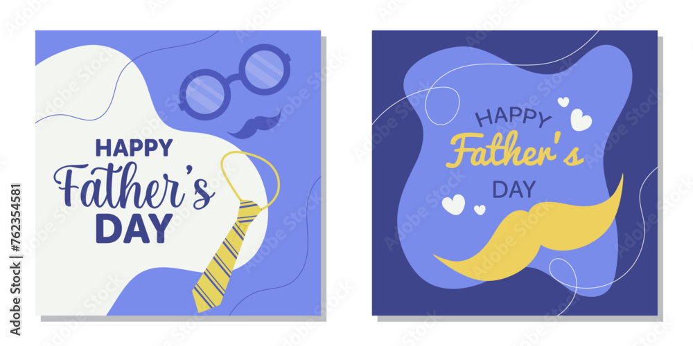 Set of holiday cards for Father's Day. The set is great for cards, brochures, flyers, and advertising poster templates. It is a vector illustration.	