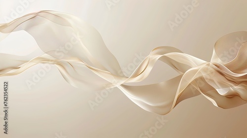 Beige background, delicate ribbons of floating mareria.