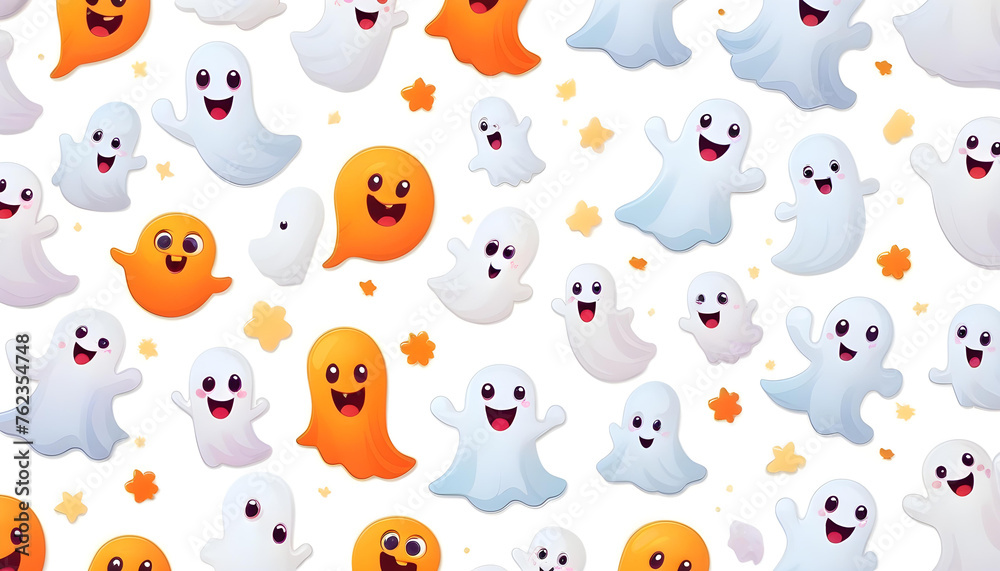 Fototapeta premium A stickers with cute cartoons on a white background